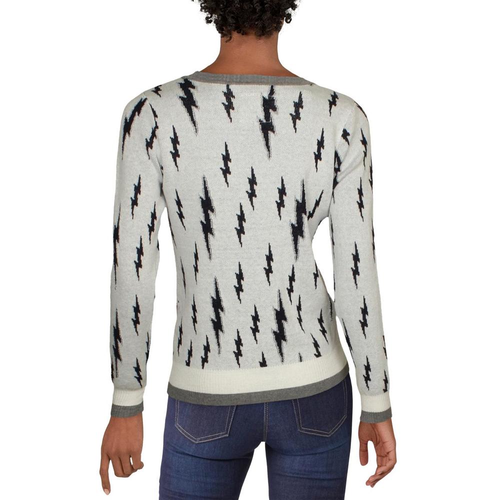 Chaser Womens Gray Metallic Cashmere Blend Crewneck Pullover Sweater Top NWT - Picture 2 of 2